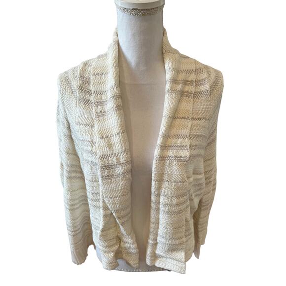 Anthropologie Moth Open Front Cropped Cardigan sweater Off White S - Picture 2 of 9